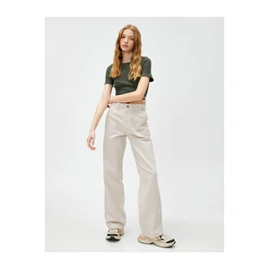 Koton High Waist Denim Pants Straight Leg