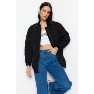 Trendyol Black Oversize Sleeves Pleated Bomber Coat