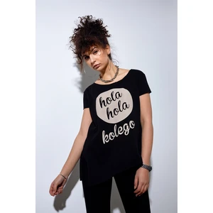Loose T-shirt with longer back black
