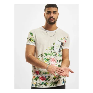 Floral T-Shirt Light Grey Speckled