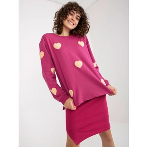 Fuchsia casual set with striped dress