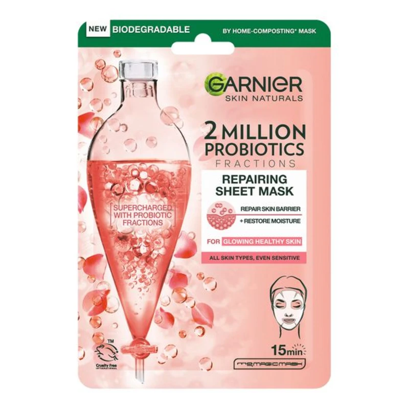 Garnier Skin Naturals jednorázová platýnková maska na obličej s probiotiky 22 g Garnier Skin Naturals jednorázová platýnková maska na obličej s probiotiky 22 g