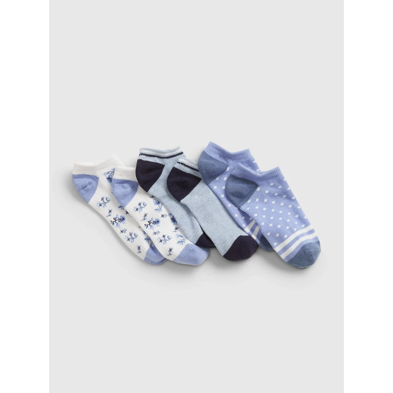 Barevné holčičí dětské ponožky no-show print socks, 3 páry GAP Barevné holčičí dětské ponožky no-show print socks, 3 páry GAP
