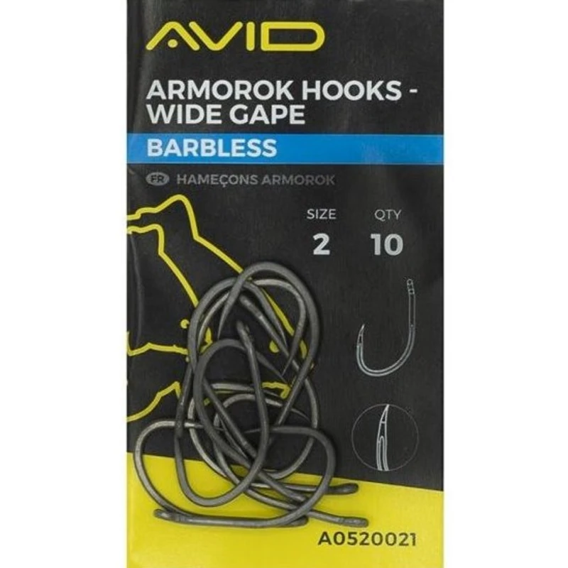 Avid carp háčky armorok hooks wide gape barbless - 6