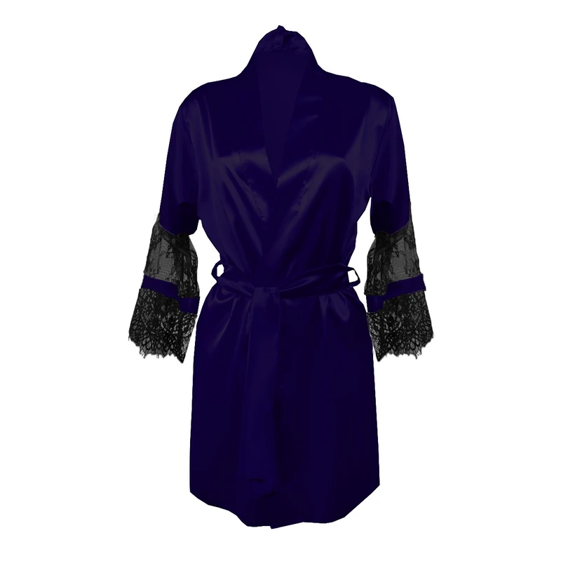 DKaren Woman's Housecoat Beatrice Navy Blue