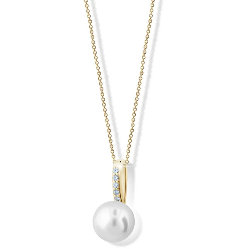 Cutie Jewellery Exkluzivní přívěsek ze žlutého zlata s pravou perlou a zirkony Z6309-3166-40-10-X-1