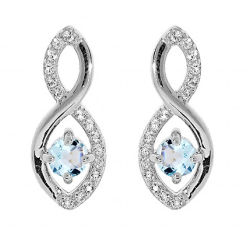 Brilio Silver Třpytivé stříbrné visací náušnice s topazy Precious Stone SE09089TZ