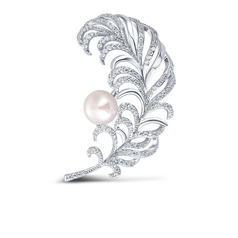 JwL Luxury Pearls Překrásná perlová brož peříčko JL0699
