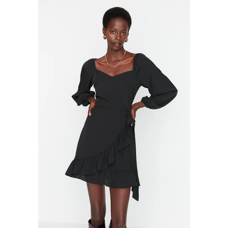 Trendyol Black Flounce Super Mini Woven Dress Trendyol Black Flounce Super Mini Woven Dress
