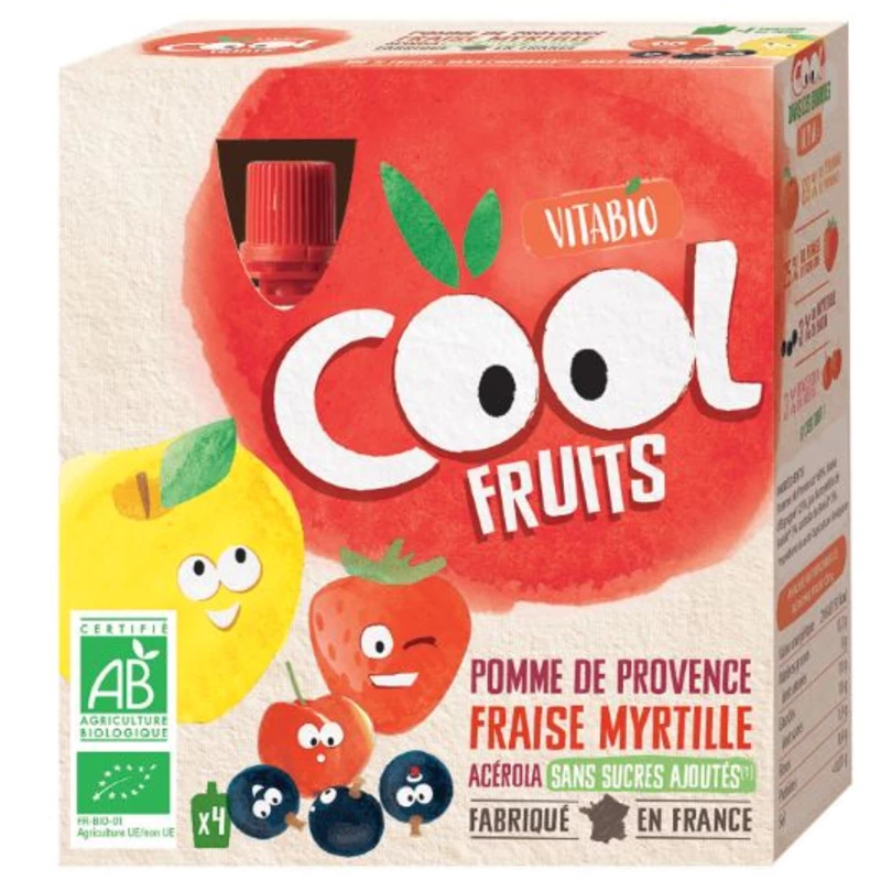 Vitabio Ovocné BIO kapsičky Cool Fruits jablko, jahody, borůvky a acerola 4 x 90 g