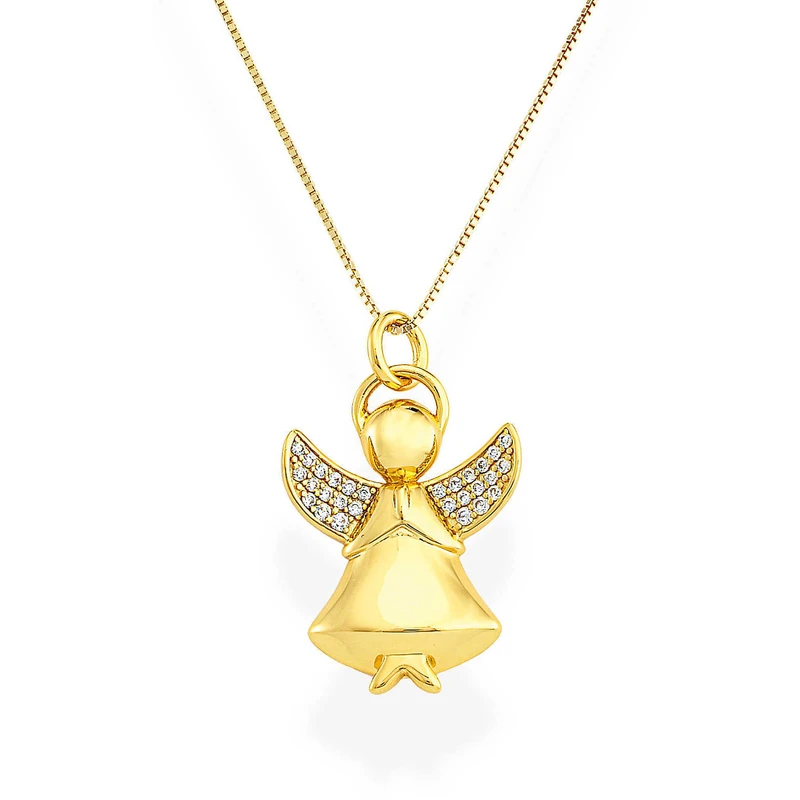 Amen Pozlacený náhrdelník se zirkony Angels A2GB (řetízek, přívěsek)