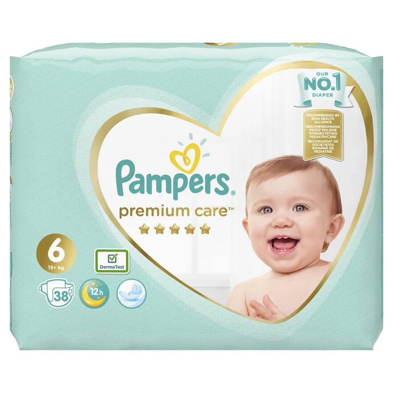 PAMPERS Premium Care jednorázové pleny, vel. 6, 38 ks, 13 kg+