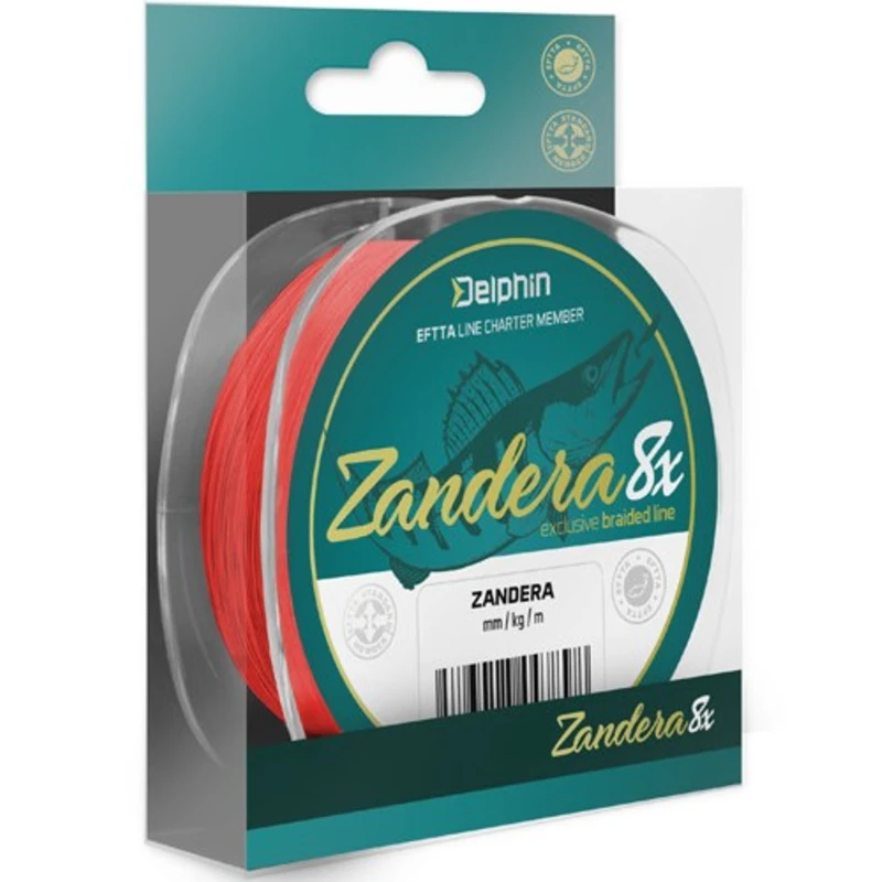 Delphin přívlačová šňůra zandera 8 fluo červená - průměr 0,16 mm nosnost 10,9 kg návin 150 m Delphin přívlačová šňůra zandera 8 fluo červená - průměr 0,16 mm nosnost 10,9 kg návin 150 m