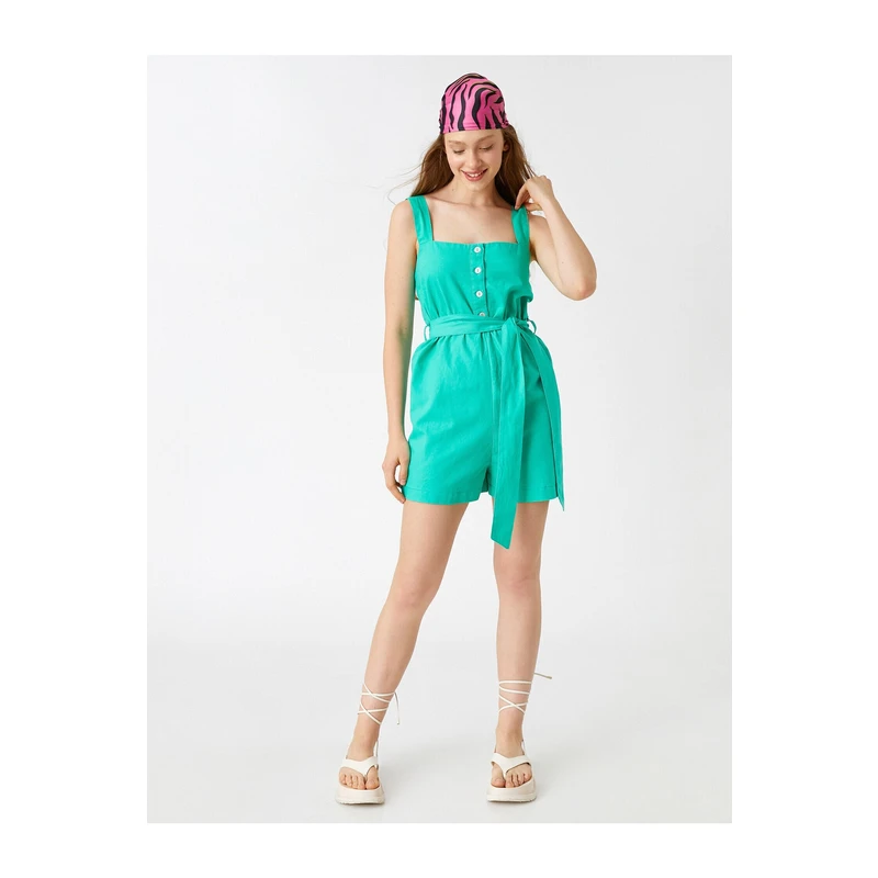 Koton Sleeveless, Belt Detailed, Shorts and Overalls Linen Blend. Koton Sleeveless, Belt Detailed, Shorts and Overalls Linen Blend.