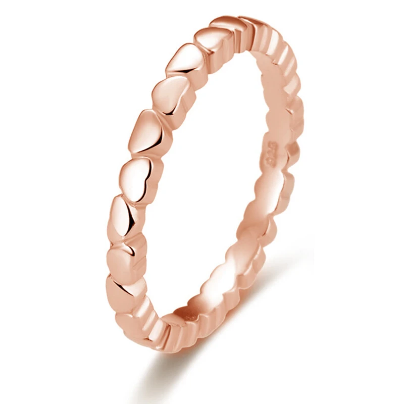 Beneto Pozlacený stříbrný prsten se srdíčky AGG344-ROSE 55 mm