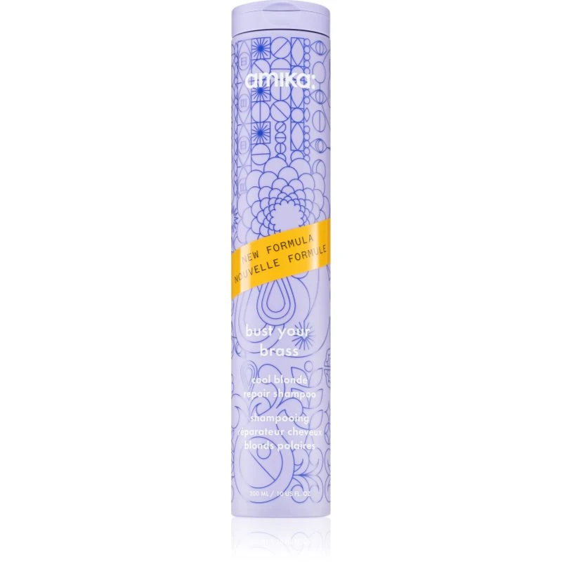amika Bust Your Brass Cool Blonde fialový tónovací šampon pro blond a šedivé vlasy 300 ml