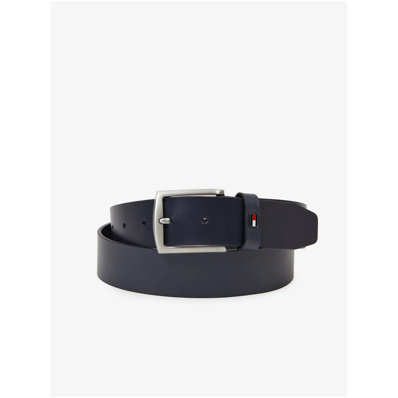 Tmavě modrý pánský kožený pásek Tommy Hilfiger Denton - Pánské Tmavě modrý pánský kožený pásek Tommy Hilfiger Denton - Pánské