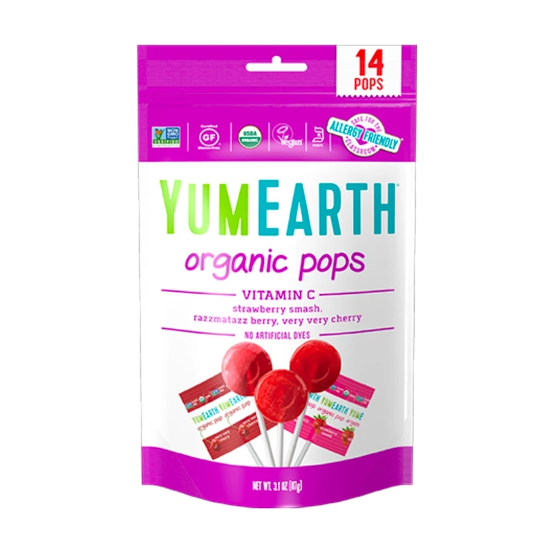 YumEarth Ovocná lízátka s vitamínem C s příchutí jahody, třešně a lesních plodů BIO 14 ks YumEarth Ovocná lízátka s vitamínem C s příchutí jahody, třešně a lesních plodů BIO 14 ks