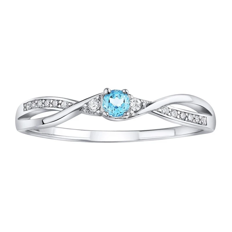 Silvego Stříbrný prsten s modrým Topazem a Brilliance Zirconia JJJR1100TS 56 mm