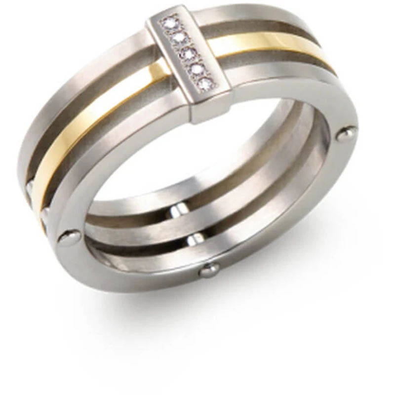 Boccia Titanium Pozlacený titanový prsten s diamanty 0126-02 53 mm