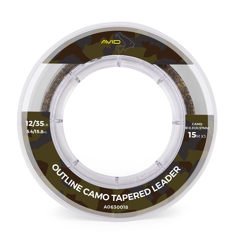 Avid carp šokový vlasec outline camo tapered leaders - 0,31-0,57 mm Avid carp šokový vlasec outline camo tapered leaders - 0,31-0,57 mm