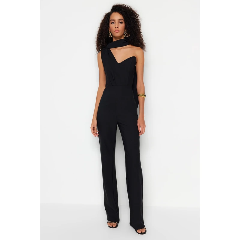 Trendyol Black Lined Woven Jumpsuit Trendyol Black Lined Woven Jumpsuit