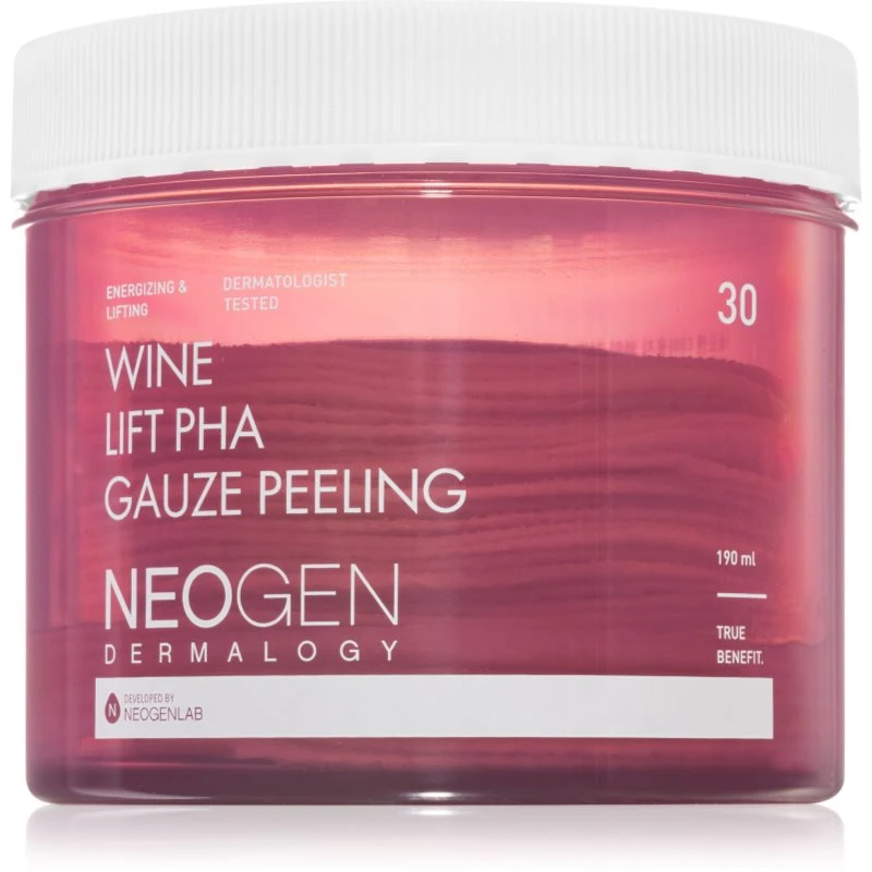 Neogen Dermalogy Clean Beauty Gauze Peeling Wine Lift PHA peelingové pleťové tamponky s liftingovým efektem 30 ks