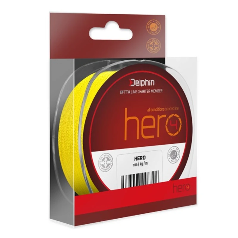 Delphin splétaná šňůra hero 4 fluo žlutá 117 m - 0,20 mm 13,2 kg Delphin splétaná šňůra hero 4 fluo žlutá 117 m - 0,20 mm 13,2 kg