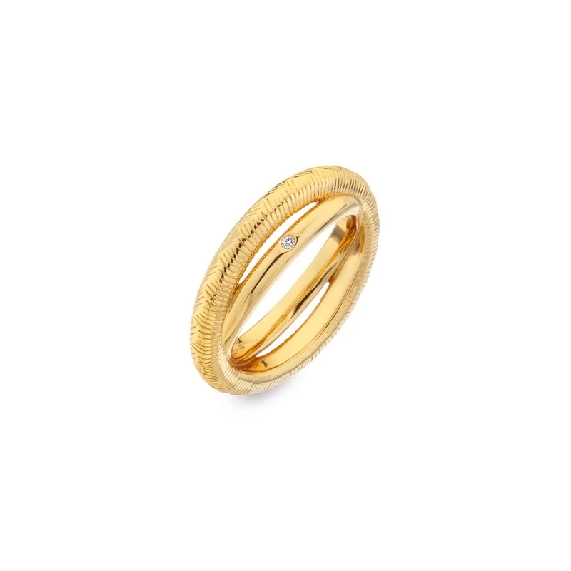 Hot Diamonds Dvojitý pozlacený prsten s diamantem Jac Jossa Hope DR229 56 mm