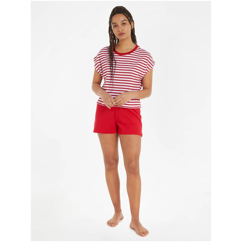 Bílo-červené dámské pruhované pyžamo Tommy Hilfiger Underwear - Dámské Bílo-červené dámské pruhované pyžamo Tommy Hilfiger Underwear - Dámské