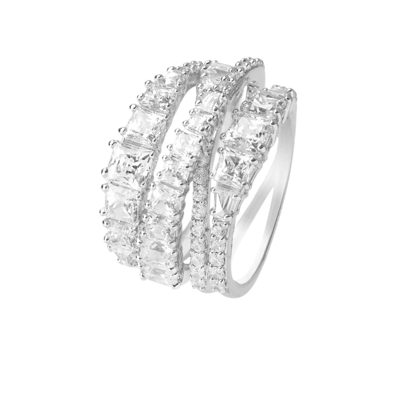 Swarovski Třpytivý trojřadý prsten Twist 584656 52 mm