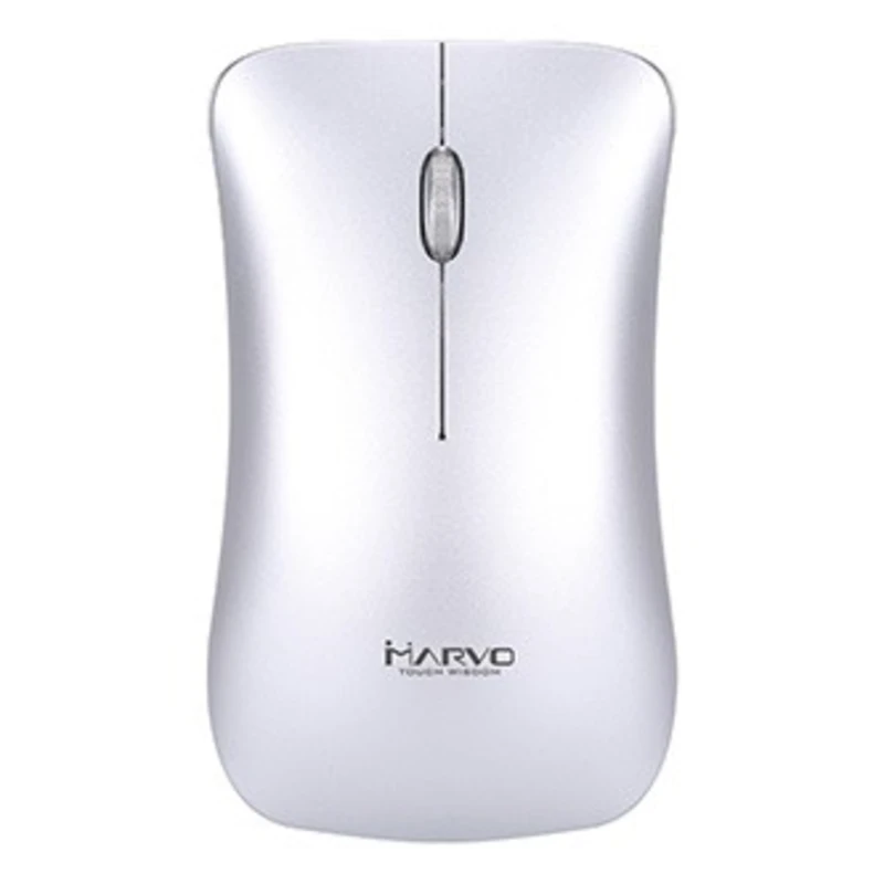 Marvo Myš DWM102SL, 1600DPI, 2.4 [GHz], optika, 3tl., bezdrátová, stříbrná, vestavěná baterie, kancelářská, tichá